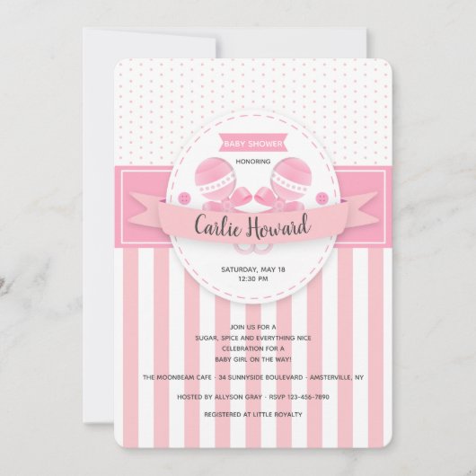 シュガー&スパイスベビーシャワー招待状 招待状 (正面)