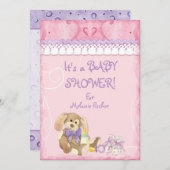 シュガー＆スパイス、ガールベイビーシャワーのご招待 招待状 (正面/裏面)