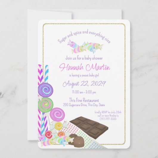 シュガー＆スパイス キャンディーベイビー ランチョン 招待状 (正面)