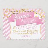 シュガー＆スパイス ピンクゴールド バースデーパーティー 招待状 (正面/裏面)