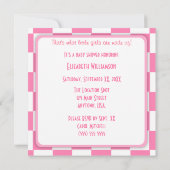 シュガー&スパイス·ピンク·チェッカーとクッキー·ベビーシャワー 招待状 (裏面)