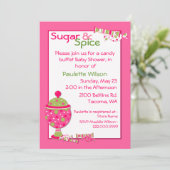 シュガー&スパイス ベイビーシャワー キャンディー Buffet 招待状 (スタンド正面)