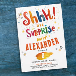 シュサプライズおもしろいカラフル誕生日水彩 招待状