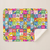 シュス博士のABCブロックカラフル文字パターン シェルパブランケット (正面(横))