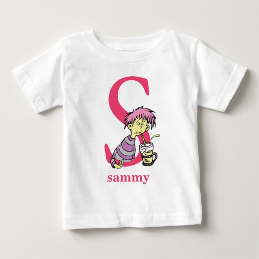 シュス博士のABC:レターS – ピンク |名前の追加 ベビーTシャツ (正面)
