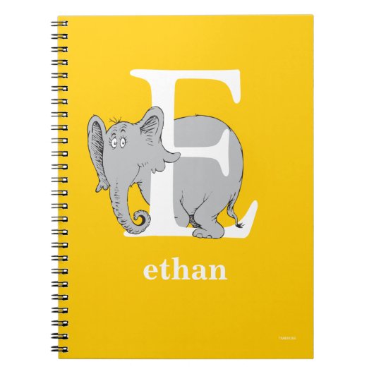 シュス博士のABC:文字E – 白 |名前の追加 ノートブック (正面)
