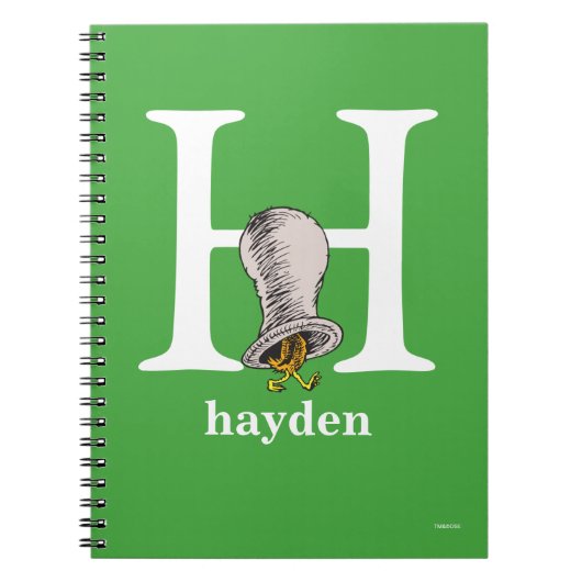 シュス博士のABC:文字H – 白 |名前の追加 ノートブック (正面)