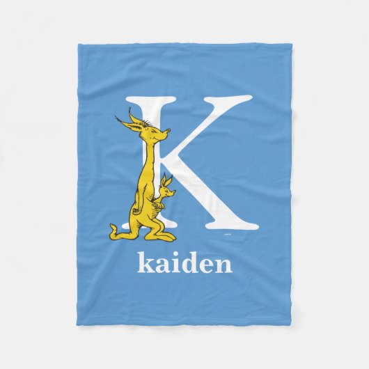 シュス博士のABC:文字K – 白 |名前の追加 フリースブランケット (正面)