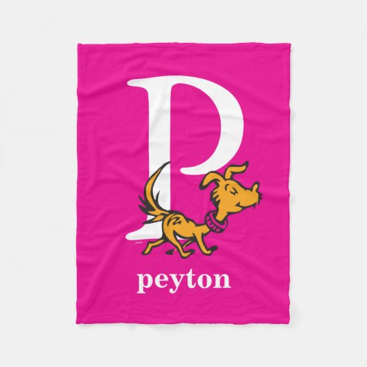 シュス博士のABC:文字P – 白 |名前の追加 フリースブランケット (正面)