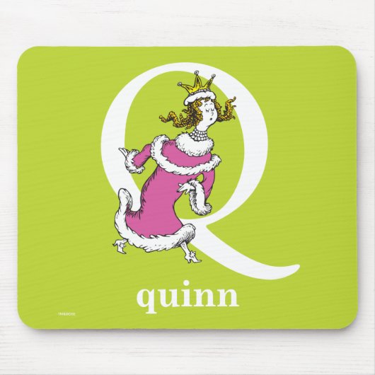 シュス博士のABC:文字Q – 白 |名前の追加 マウスパッド (正面)