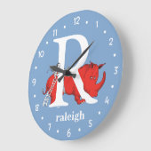 シュス博士のABC:文字R – 白 |名前の追加 ラージ壁時計 (傾斜)