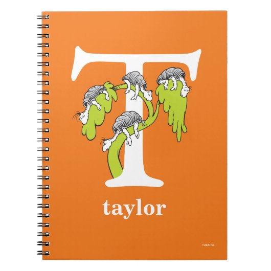 シュス博士のABC:文字T – 白 |名前の追加 ノートブック (正面)