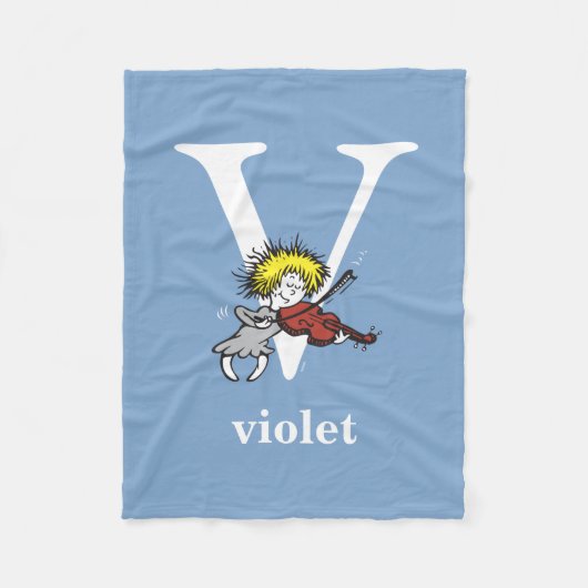 シュス博士のABC:文字V – 白 |名前の追加 フリースブランケット (正面)