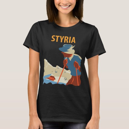 シュタイアーマルク オーストリア 山々 太陽 レトロ 旅行 Tシャツ (正面)