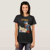 シュタイアーマルク オーストリア 山々 太陽 レトロ 旅行 Tシャツ (正面フル)