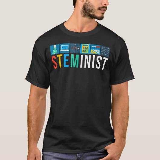 シュタイミニスト科学技術エンジニアリング数学STEM Tシャツ (正面)