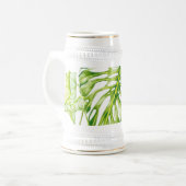 シュタインに描かれた葉の多い彫刻 ビールジョッキ (正面左)