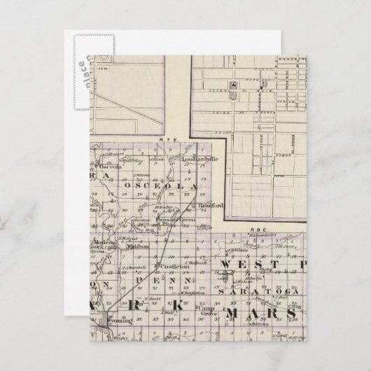 シュタルク郡とマーシャル郡西部の地図 ポストカード (正面/裏面)