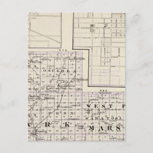 シュタルク郡とマーシャル郡西部の地図 ポストカード (正面)