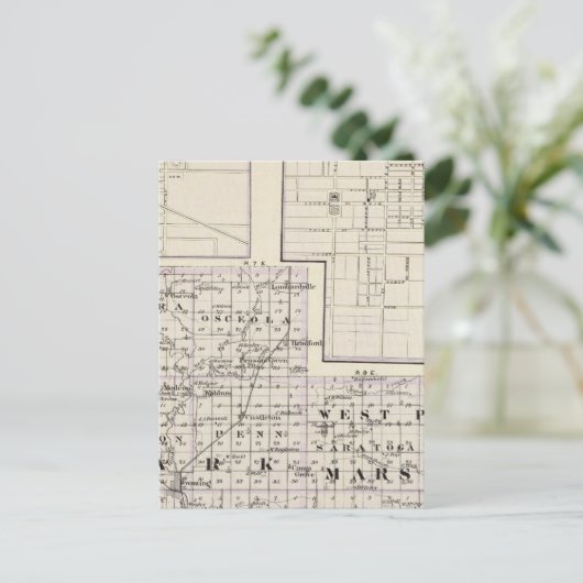 シュタルク郡とマーシャル郡西部の地図 ポストカード (スタンド正面)