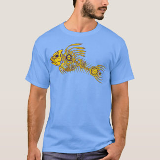 シュタンパンク骨格魚の金ゴールド Tシャツ