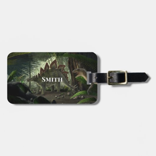 シュテゴサウルスとデイノニカス恐竜 ラゲッジタグ (正面横)