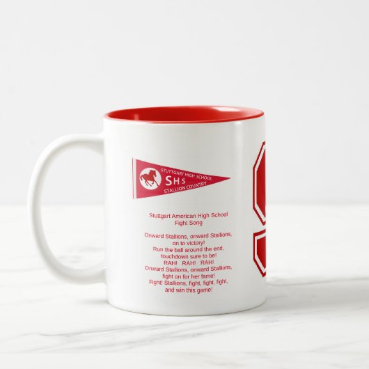 シュトゥットガルトのアメリカの高等学校の学校代表のマグ ツートーンマグカップ (左)