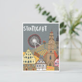 シュトゥットガルトシティドイツレトロスカイラインヴィンテージ ポストカード (スタンド正面)