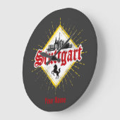 シュトゥットガルトシティドイツレトロスカイラインヴィンテージ ラージ壁時計 (傾斜)