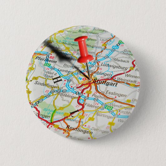 シュトゥットガルト、ドイツ 缶バッジ (正面)