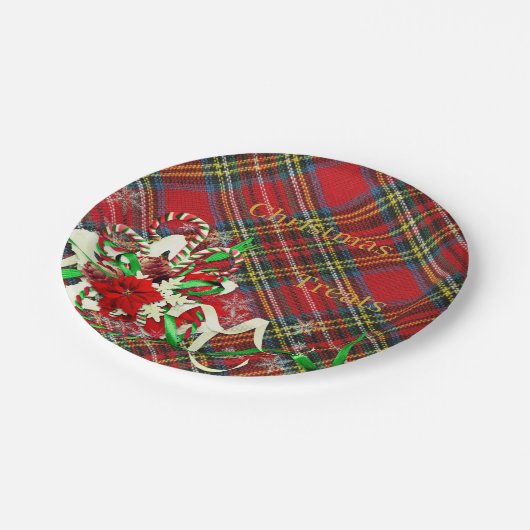 シュトリストマストリートプレイドタータンチェックキャンディケインデコール ペーパープレート (アングル)