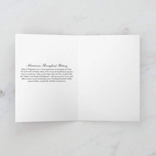 シュナおもしろいーザー歴史折り畳みグリーティングカード カード (内部)