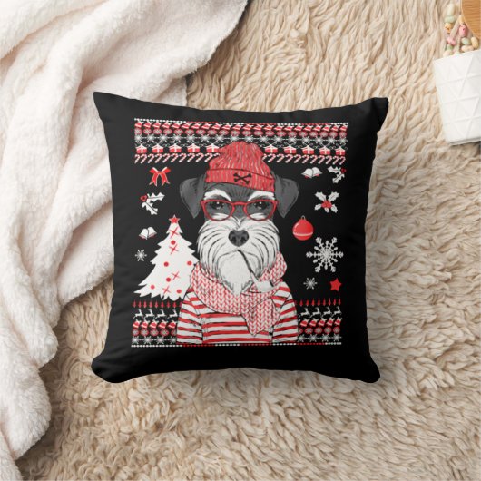 シュナウザーおもしろいドッグのクリスマスプレゼント クッション (ブランケット)