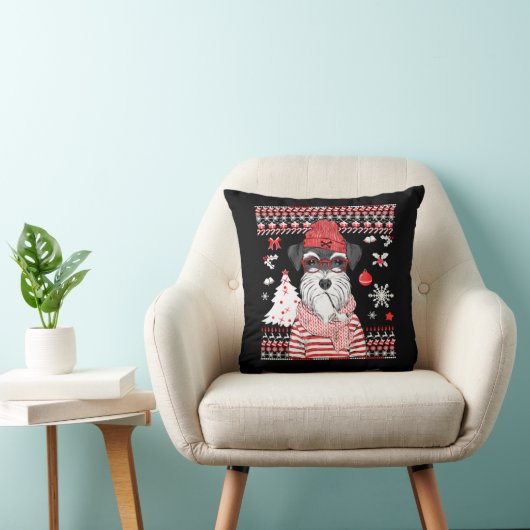 シュナウザーおもしろいドッグのクリスマスプレゼント クッション (椅子)