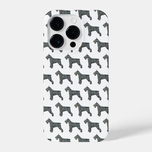 シュナウザーかわいい犬のシルエットグリッドホワイト iPhoneケース (裏面)