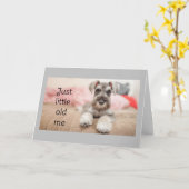 「シュナウザーがハッピーバースデーを言う」 カード (黄色い花)