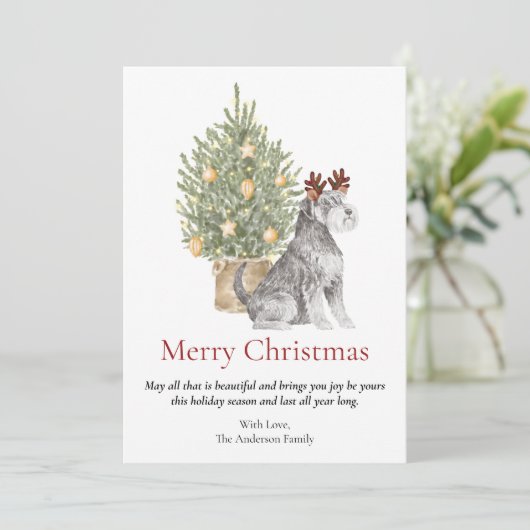 シュナウザーとクリスマスツリーペットドッグ シーズンカード (スタンド正面)