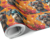 シュナウザーとハートバラバレンタインデー ラッピングペーパー (ロールコーナー)