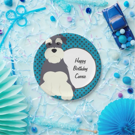 シュナウザーと水玉模様 パーソナライズされた ペーパープレート (パーティー)