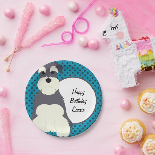 シュナウザーと水玉模様 パーソナライズされた ペーパープレート (パーティー)