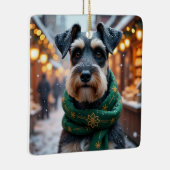 シュナウザーのクリスマスアート セラミックオーナメント (右)