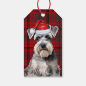 シュナウザーのクリスマス休日のチェック柄 ギフトタグ (正面)