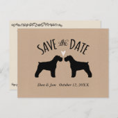 シュナウザーのシルエット結婚式の日付を保存 案内ポストカード (正面/裏面)