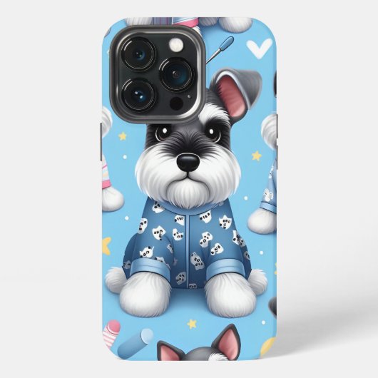 シュナウザーの可愛い犬のアニマル柄 iPhoneケース (裏面)
