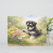 シュナウザーの子犬 春の花 スクラップブックペーパー (スタンド正面)