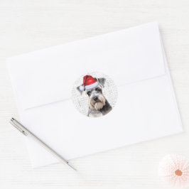 シュナウザーの犬のクリスマスワードアート ラウンドシール