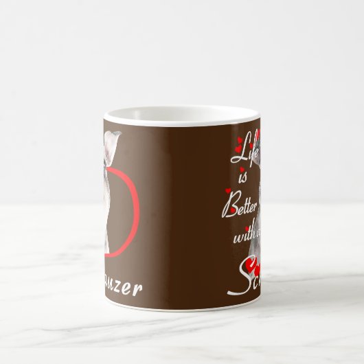 シュナウザーの犬の恋人と人生は良い コーヒーマグカップ (中央)