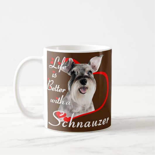 シュナウザーの犬の恋人と人生は良い コーヒーマグカップ (左)