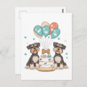 シュナウザーの犬の誕生日おめでとう ポストカード (正面/裏面)