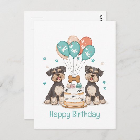 シュナウザーの犬の誕生日おめでとう ポストカード (正面/裏面)